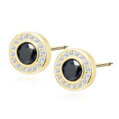 Cercei argint placati cu aur galben cu piatra neagra DiAmanti Z1084EG_B-DIA